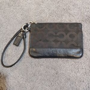 Coach Black Y2K C Logo Leather Fabric Wristlet